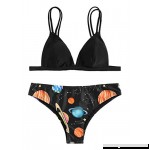 SweatyRocks Women's Bikini Swimsuit Deep V Top Planet Print Double Straps Swimwear Set  B07P7V44P5